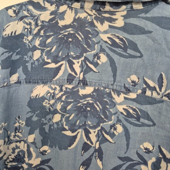 Denim & Co. Womens Floral Button-Up Shirt Long Sleeve Cottage Core Top L - Picture 5 of 6